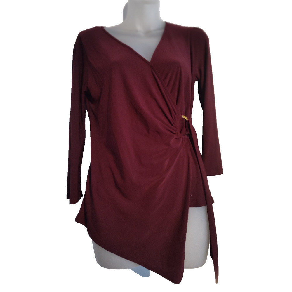 Beacon Apparel Women’s Red Long Sleeve Wrap Knot Top Size S Bag 4